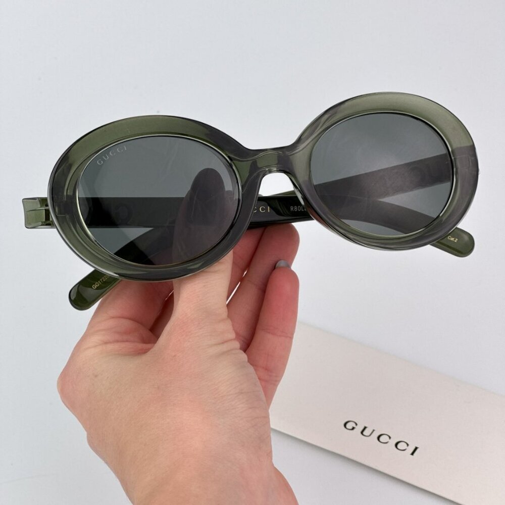 Gucci GG1722SA 005 BRAND NEW Sunglasses Transparent Dark Green Smoke Grey Unisex
